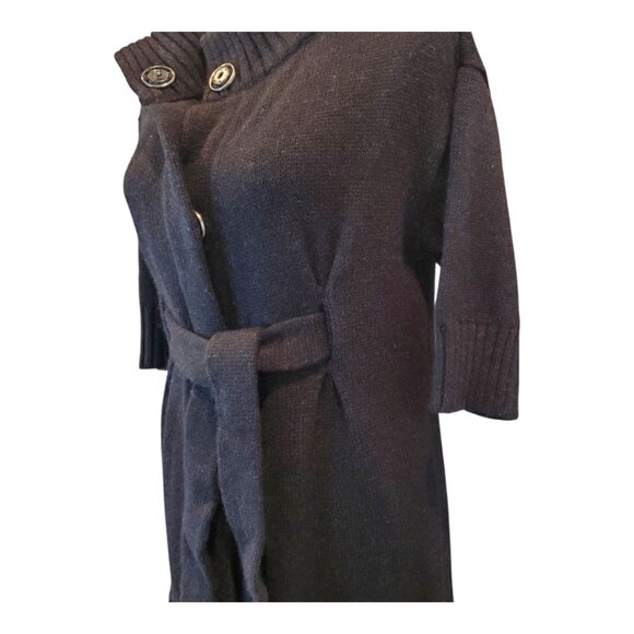 VINCE SZ M Wool Cashmere Alpaca Blend Long Cardigan Mock Neck Sweater in Black - Picture 3 of 8